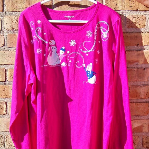 Breckenridge Women's Snowmen Long Sleeve Shirt, Size 2X - Picture 2 of 4